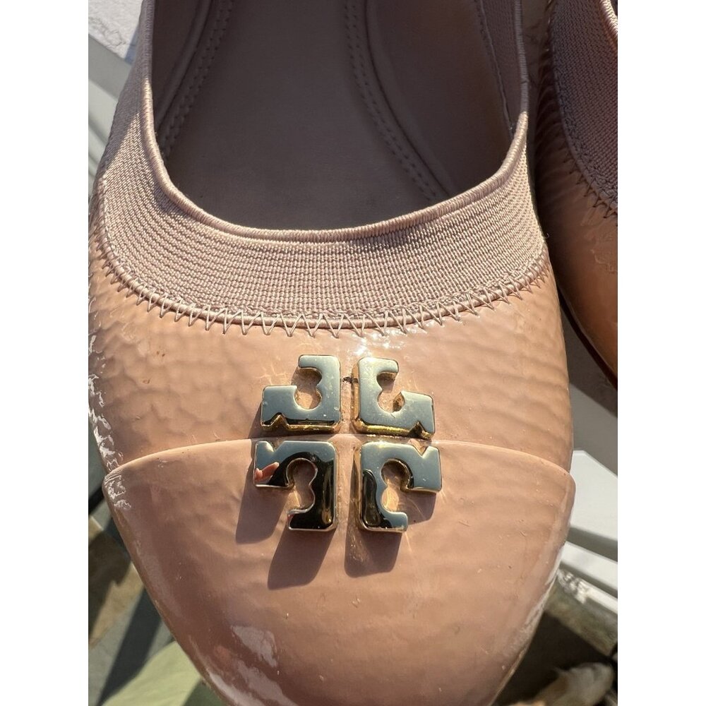 Tory Burch Jolie Ballet flats blush pink tan scrunch patent leather 10.5 - Picture 5 of 12